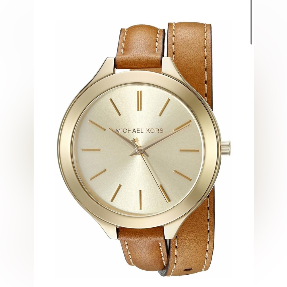 Michael Kors Leather Criss Cross Watch with Stainless Steel Back